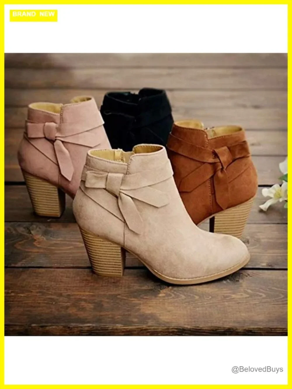 Faux Suede Chelsea Booties with Stacked Block Heel and Zipper